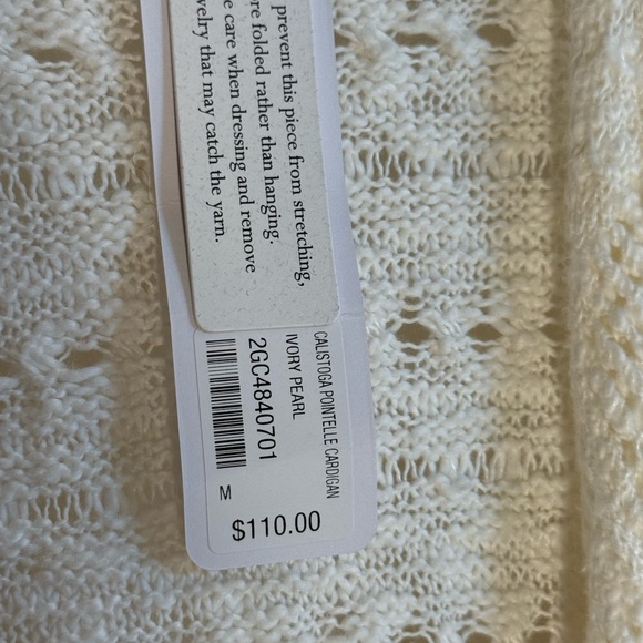 Soft Surroundings Calistoga Pointelle Cardigan Ivory Pearl M - Picture 7 of 9